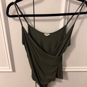 Garage Olive Green Wrap Bodysuit